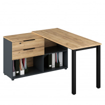 Klaudi sarok PC-asztal, grafit - artisan tölgy