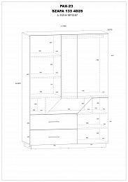 Pax 133 gardróbszekrény 4 ajtó 2 fiók - Endgrain tölgy - Fehér - Granada mandula
