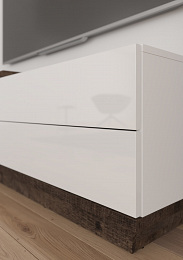 Hybrid előszoba bútor tükörrel - Grange tölgy - Fényes fehér - Barna huzat