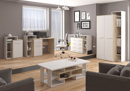 Rio szekrény 1 ajtó balos - Endgrain tölgy - Fehér