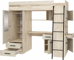 Level galériaágy jobbos - Endgrain tölgy - Granada mandula