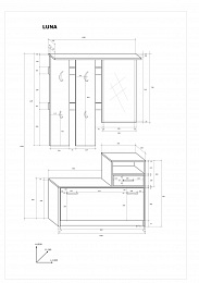Luna előszoba bútor szett - Artisan tölgy - Beton fekete