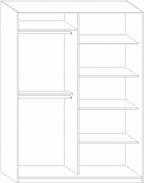 Puerto 160B kétajtós tolóajtós gardróbszekrény - Endgrain tölgy - Endgrain tölgy - Beton szürke