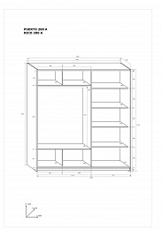 Rico 200A kétajtós tolóajtós gardróbszekrény - Artisan tölgy - Artisan tölgy - Beton fekete