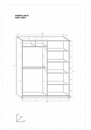 Rico 180B kétajtós tolóajtós gardróbszekrény - Endgrain tölgy - Endgrain tölgy - Beton szürke