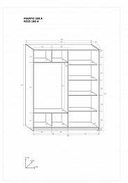 Puerto 180A kétajtós tolóajtós gardróbszekrény - Artisan tölgy - Artisan tölgy - Beton fekete