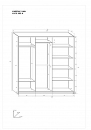 Puerto 220D háromajtós tolóajtós gardróbszekrény - Endgrain tölgy - Endgrain tölgy - Beton szürke