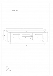 Helix New TV-állvány - Artisan tölgy - Beton fekete