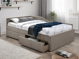 Eliot kárpitozott ágykeret, 120x20, sötét bézs