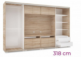 Peking TV-s tolóajtós gardróbszekrény 318 cm