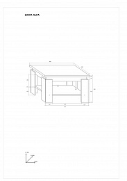 Alfa dohányzóasztal - Artisan tölgy - Beton fekete