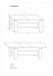 Boston emelhető és kihúzható dohányzóasztal - Endgrain tölgy - Beton szürke