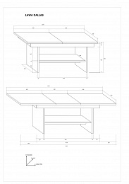 Dallas  emelhető és kihúzható dohányzóasztal - Artisan tölgy