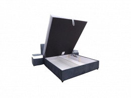 Texas kárpitozott ágyneműtartós bonellrugós franciaágy 2 db nyitható ülőkével, 180x200