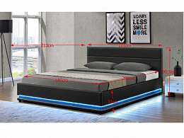 BRGT-180 kárpitozott ágykeret ágyráccsal ágyneműtartóval led világítással 180x200