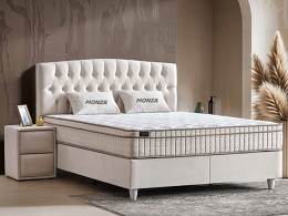Monza ágyneműtartós kárpitozott boxspring franciaágy, 180x200