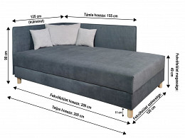 Triest ágyneműtartós relax bonellrugós heverő 120x200 bézs, balos