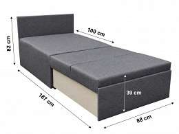 Oregon ágyneműtartós szivacsos fotelágy 90 cm