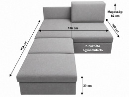 Oregon ágyneműtartós szivacsos dupla fotelágy 140 cm