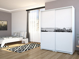 CTY-160 tolóajtós gardróbszekrény grafikával 160 cm