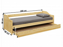 LAU-90 ágykeret vendégággyal 90x200 matrac nélkül