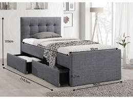 VISK-90 kárpitozott ágykeret ágyráccsal 90x200