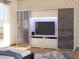 BND-318 TV-s magasfényű tolóajtós gardróbszekrény 318 cm