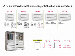 GRD-86 gardrób fiókkonténer 86 cm