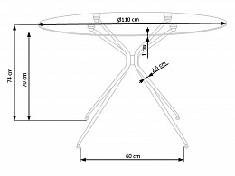 RNDO-110 fix üveg kör étkezőasztal, 110 cm