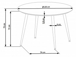 EMB-120 fix étkezőasztal, 120 cm