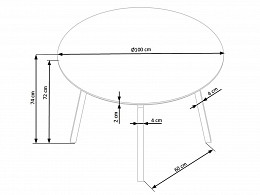 BLR-100 fix étkezőasztal, 100 cm
