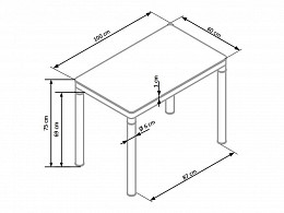 ARG-100 fix acél vázas étkezőasztal, 100 cm
