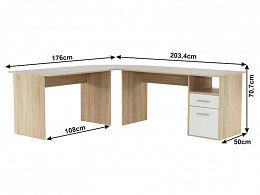 MAU-011 sarok számítógépasztal, 203 cm