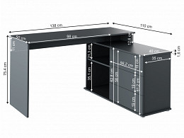 TERN-138 sarok számítógépasztal, 138 cm