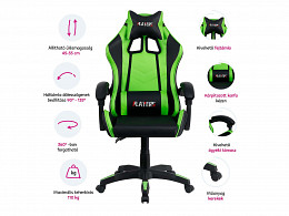 JMRA ergonomikus dönthető háttámlás állítható magasságú gamer forgószék