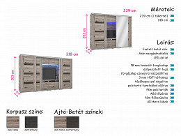CPR-318 TV-s tolóajtós gardróbszekrény 318 cm 