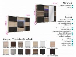 LX-318 TV-s tolóajtós gardróbszekrény 318 cm
