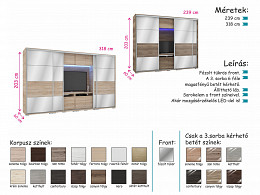 MRR-318 TV-s tolóajtós gardróbszekrény 318 cm