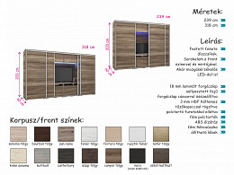 PRT-318 TV-s tolóajtós gardróbszekrény 318 cm