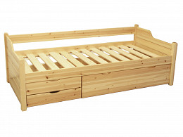 FTB-90 3 fiókos tömör borovi fenyő ágykeret ágyráccsal 90x200