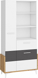 Hey könyvespolc 2 ajtó 2 fiók 95W - Artisan tölgy - Fehér - Szürke
