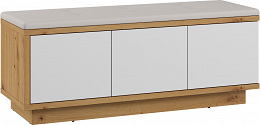 Hybrid szekrény pad 3 ajtó - Artisan tölgy - Fényes fehér - Bézs huzat