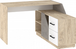 Pax 120P sarok íróasztal kombináció jobbos - Endgrain tölgy - Fehér - Beton szürke