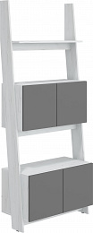 Rack 80 2D könyvespolc 4 ajtó - Fehér tölgy - Szürke