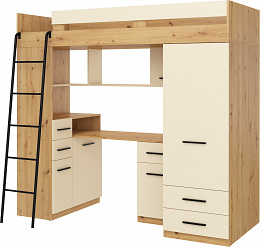 Smyk galériaágy balos - Artisan tölgy - Krém