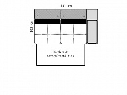 Riverside ágyneműtartós széles karfás elem szövet huzattal, jobbos