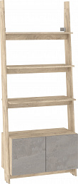 Rack 80 1D könyvespolc 2 ajtó - Endgrain tölgy - Beton szürke