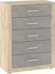 Viki kicsi komód 5 fiók - Endgrain tölgy - Beton szürke