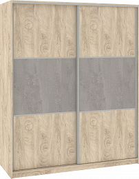 Rico 180B kétajtós tolóajtós gardróbszekrény - Endgrain tölgy - Endgrain tölgy - Beton szürke