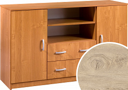 Komód 2 ajtó 2 fiók nyitott polc K-1442S2DW6 - Endgrain tölgy